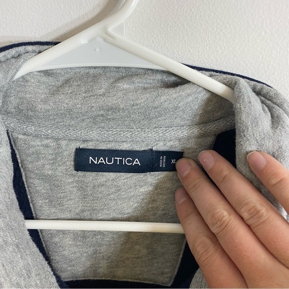 Nautica Sweatshirt XL Navy Blue Zip Neck Gray Men’s - Picture 4 of 6